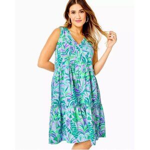 Lilly Pulitzer Lorina Swing Dress Printed Cotton Tiered Ruffle XXS